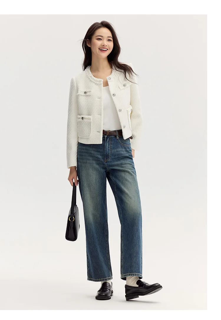 Coat Women Short-Sleeved Shoulder Padding Tassel Elegant Gentle New Petit Charcoal Style Slim Fit Jacket