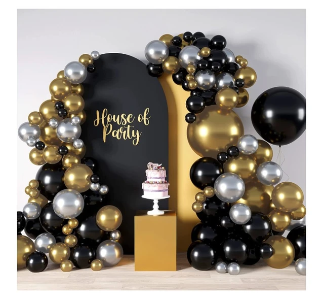 Globos Negros y Dorados Decoracion De Cumpleaños Para Mujer Hombre 40 Años  Set U