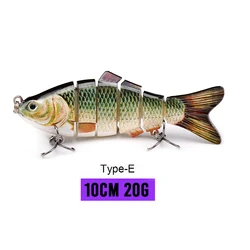 Premium Sinking Wobblers - Jointed Swimbait with 8 - Segment Design (100mm 20g E2)