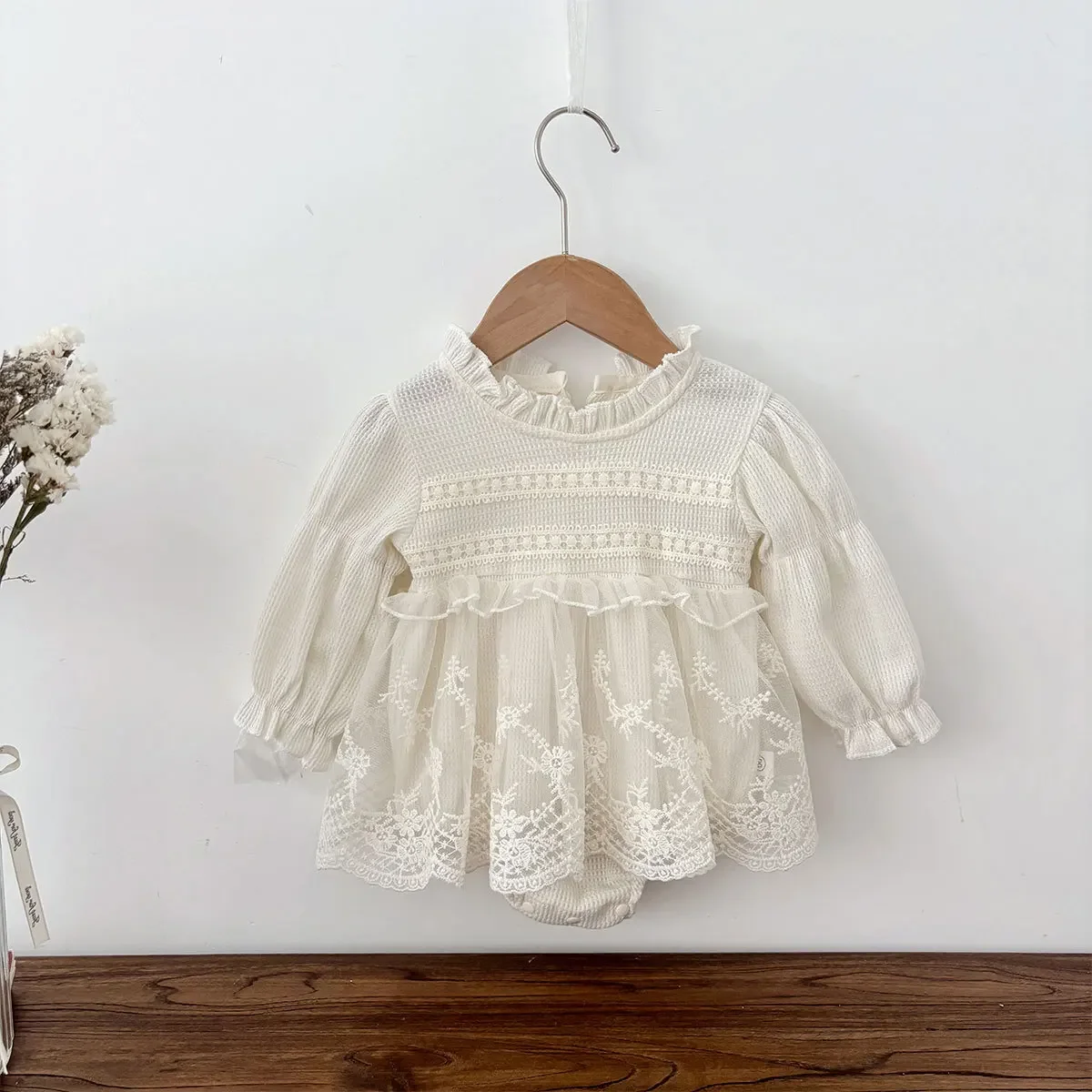 Spring Cotton Romper for Baby Girls Mesh Wrap Baby Girl Outfit One-Month-Old Princess Suit Clothes Cotton Romper
