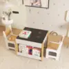 Kids Table and Chair Set,4-in-1 Wooden Activity Table with Blackboard, Whiteboard, Storage Drawer, Sturdy Safe Material, for Dra 2