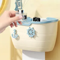 Cute Sailing Boat Wall-Mounted Tissue Box Dust-proof Lavatory Paper Finishing Box For Washroom 1