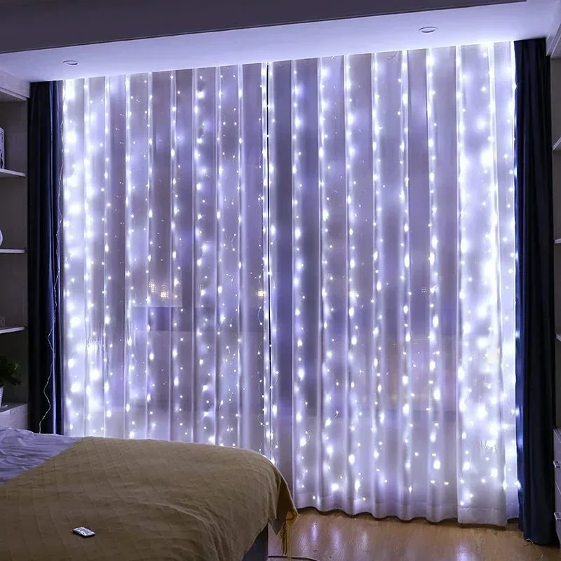 3M LED Curtain String Lights Fairy Decoration USB Holiday Garland Lamp 8 Mode For Home Garden Christmas Party New Year Wedding