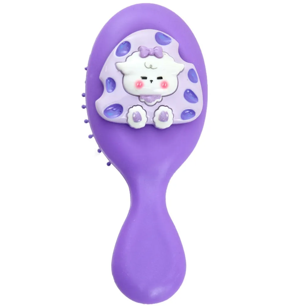 Anti Static Cartoon 2 in 1 Comb Mirror Set Animals Lamb Cheese Air Bag Hair Comb Makeup Tool Hair Styling Accessories