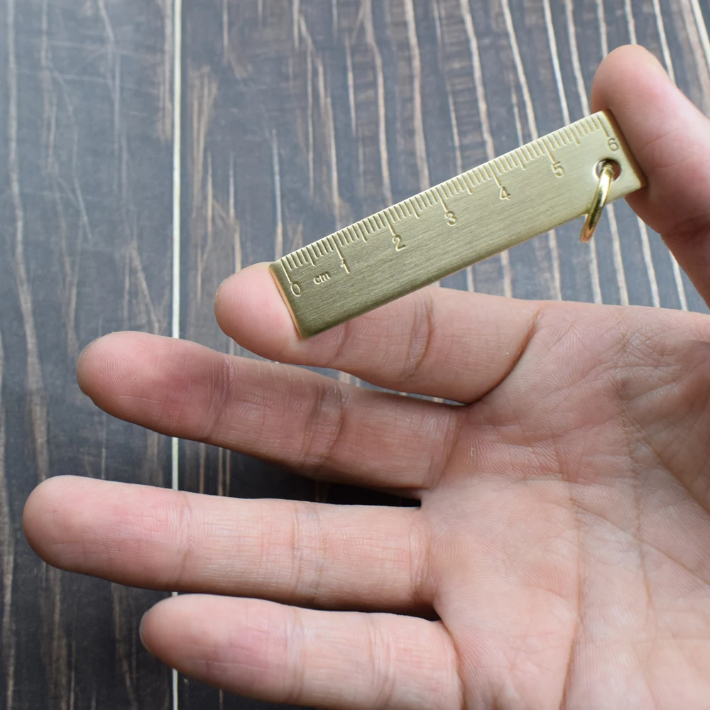Mini Portable Golden Brass Ruler With Hang Vintage Metal Measure Tools Small Stationery Accessories 6cm Scale Straightedge Gift straight ruler,metal ruler