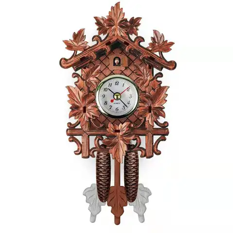 Small Size House Shape Bird Wall Clock Hanging Wood Cuckoo Clock Living Room Pendulum Clock Craft Art Clock