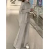 Laid-ba Sle Sweater Wide Leg Pants Two-Piece Set Winter New Arrival High-Cooln Hong Kong Faion Casual Loose Fit