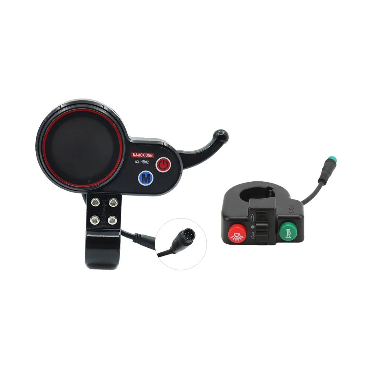 

NJ-AOXIONG AX-HB02 Electric Scooter Dashboard Meter+Switch Button 36V 48V Adjustable 6PIN for Electric Scooter