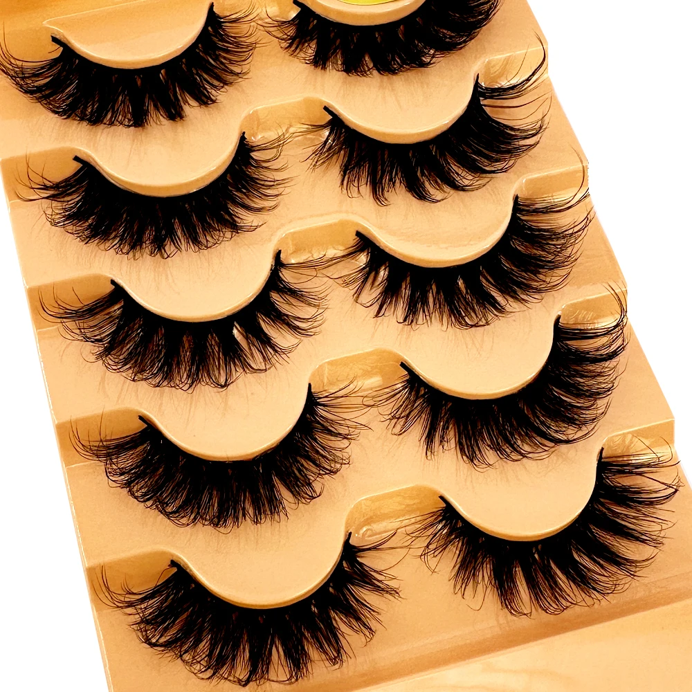 Katzenaugen-Wimpern, 3D, natürliche falsche Wimpern, D-Locken, flauschig, weich, Kreuz, 5 Paar, Manga-Wimpern, Wispy, natürliche Wimpernverlängerung, Make-up – Detail 24