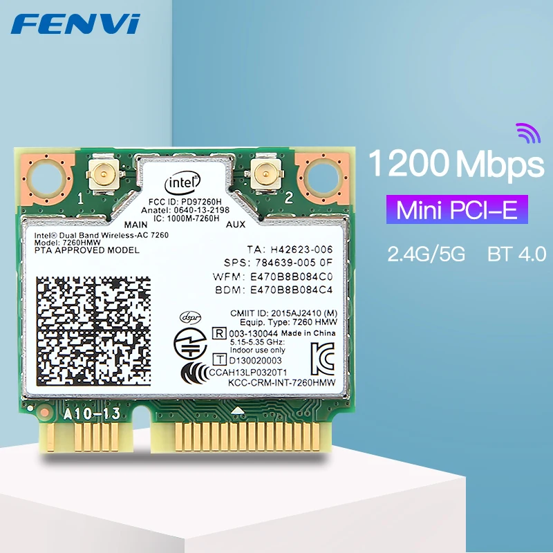 Wireless Dual Band - Scheda di rete Intel 7260.HMW Dual Band Wireless-AC 7260 Bluetooth 4.0 UTILIZZO per Intel AC Half Mini Pcie Card 802.11 b/a/g/n/ac Wireless Dual Band - Scheda di rete Intel 7260.HMW Dual Band Wireless-AC 7260 Bluetooth 4.0 UTILIZZO per Intel AC Half Mini Pcie Card 802.11 b/a/g/n/ac