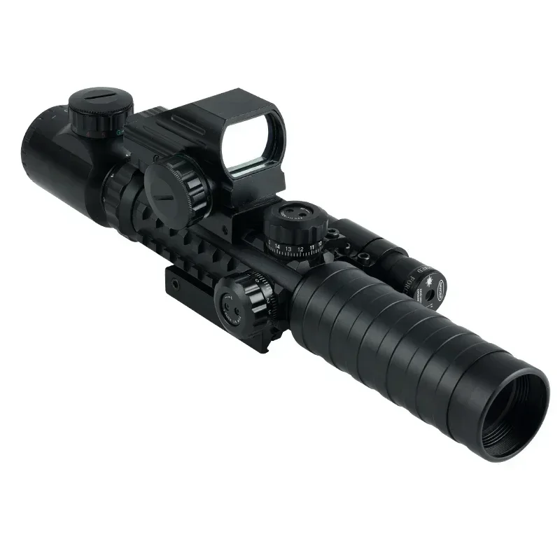 3-9x32 Tactical Red/Green Reticle Riflescope Red Laser Combo Scope Reflex Holographic Dot Sight Hunting Shooting Optical