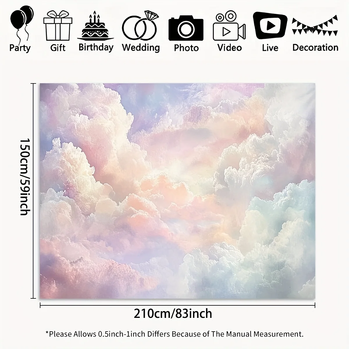 Romantisches Wolkenhimmel-Hintergrundbanner – Ein lebendiger und weicher Pastell-Fotografie-Hintergrund mit Farbverlauf, Hintergrunddekoration – Detail 2