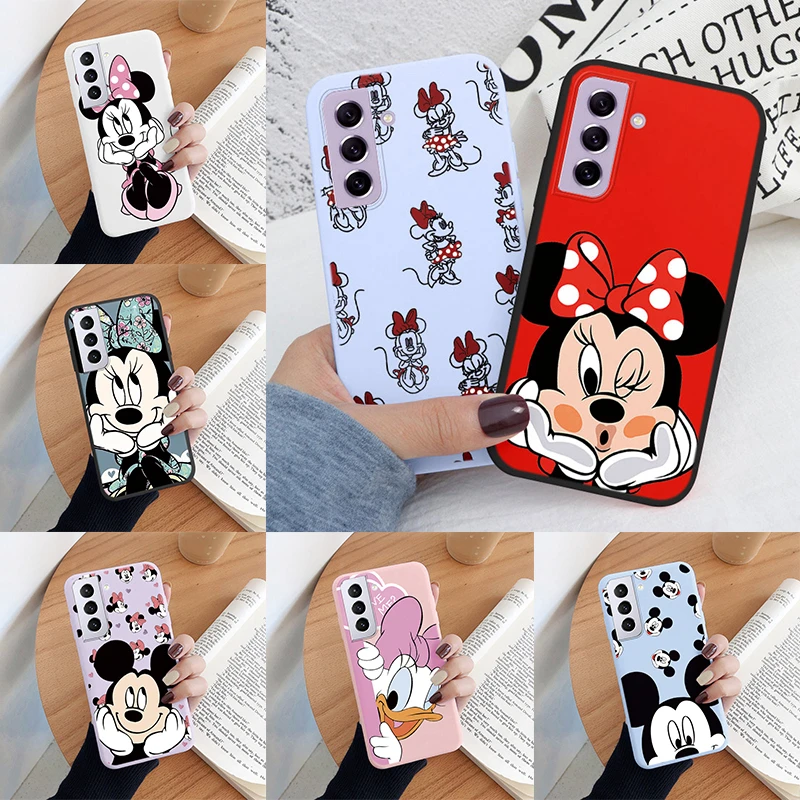 For Samsung S21 S 21 Fe Ultra Phone Case Cute Pink Mickey Minnie Soft Tpu Protection Shockproof Cover For Samsung Galaxy S21