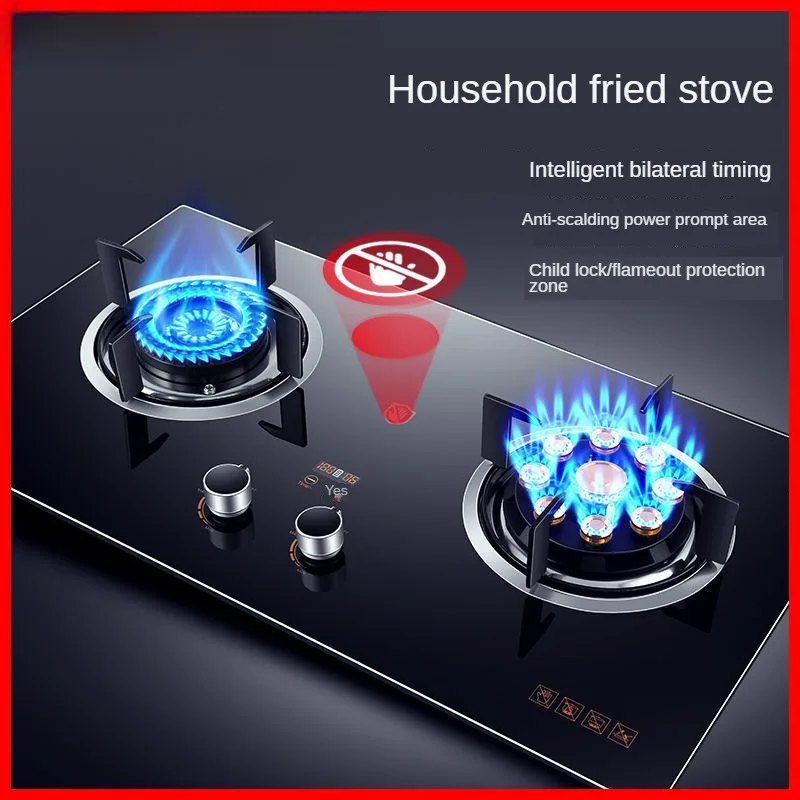 Double Stove Settable Time Desktop, Embedded Kitchen Cooking Bottled Liquefied Gas Pipeline Mounted Natural Gas Gas Stove 2