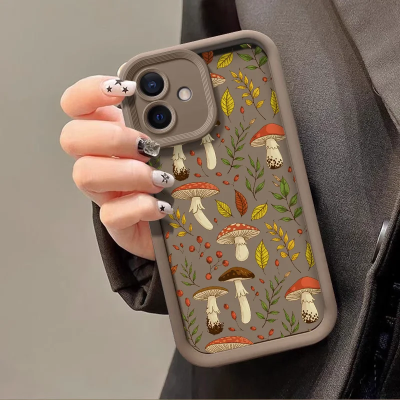 Cartoon Colorful Mushroom Pattern Soft Silicone Phone Case