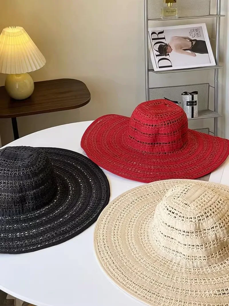 Oversized Brim Sun Straw Hollow Hat for Women Sunshade UV Protection