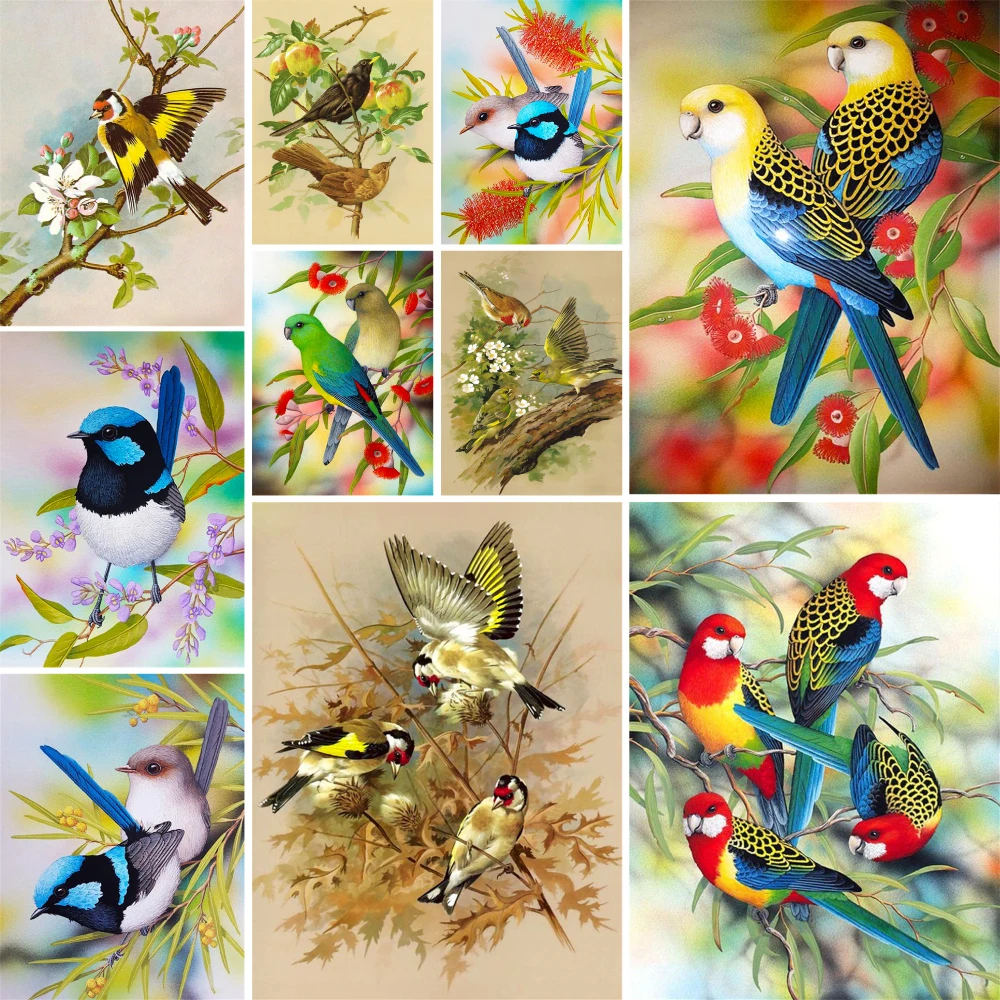 Meian Tier Vogel Cartoon Gedruckt Leinwand Kreuzstich Kit DIY Stickerei Handwerk Handgemachte Malerei Stricken Promotions Paket