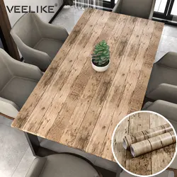 Wood Grain Wallpaper Peel and Stick PVC Retro Furniture Sticker Kitchen Cabinet Dining Table Renovation Contact Paper Home Decor