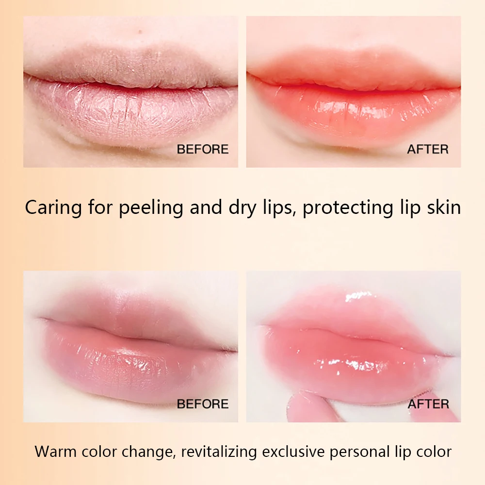 Cherry Warm color changing Lip balm Repair Lips Dry Cracking Skin Wrinkling Make-up for women Lipstick Base Makeup Cosmetics 6