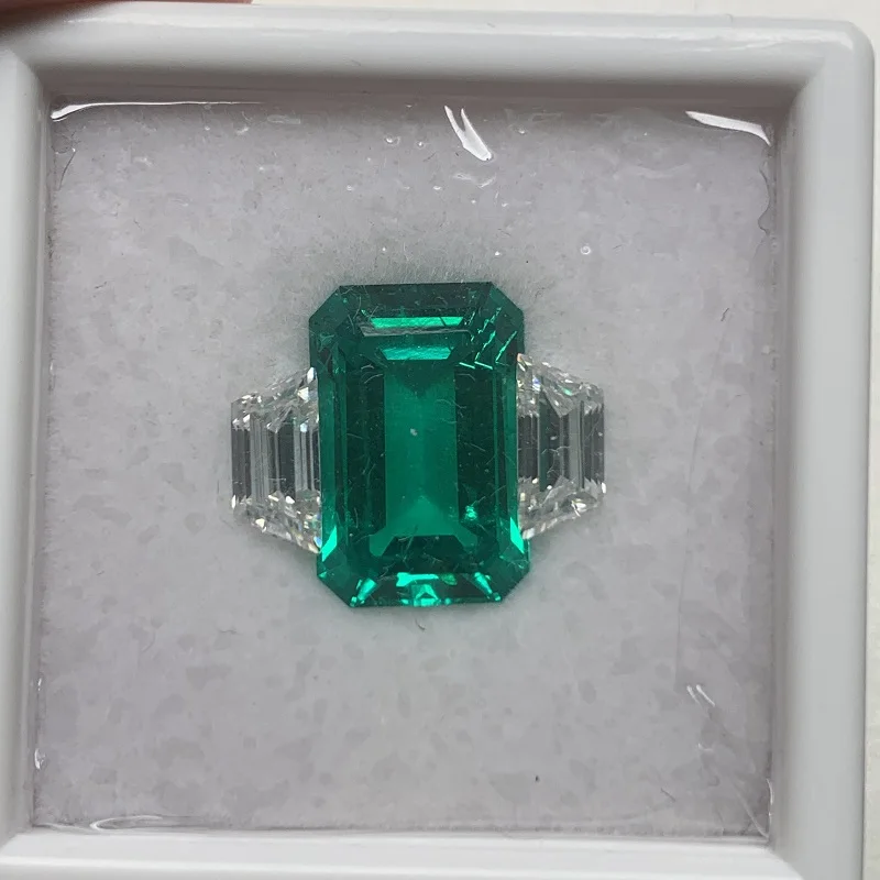 

Ruif High Quality Hydrothermal Lab Grown Emerald With Moissanite Loose Gemstone Set for Luxury Jewelry Ring Making
