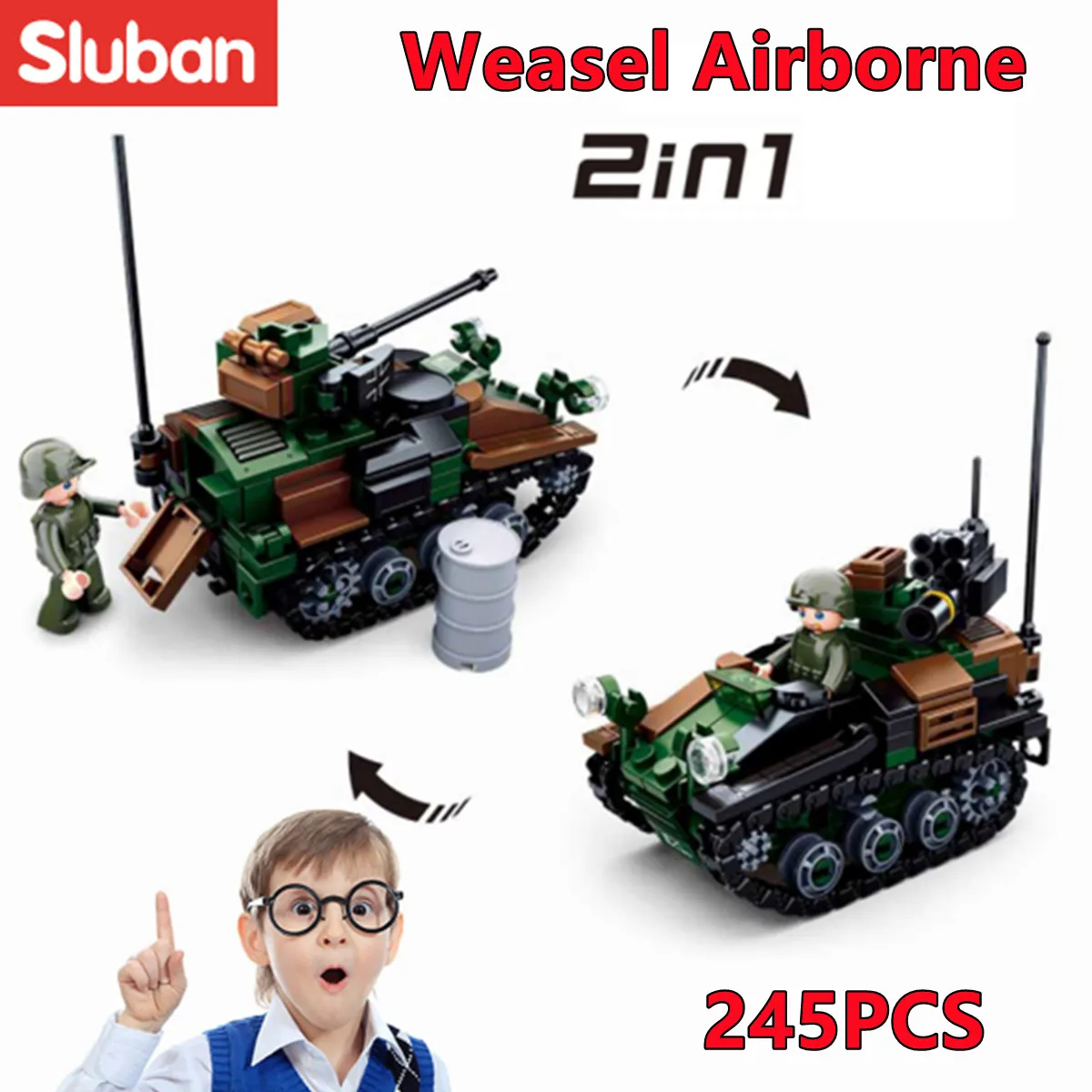 Sluban Building Block Toys Morden Military Wisel armblined weights Carrier 245PCS Bricks B0750 Army Tank Fit With Leading Brands