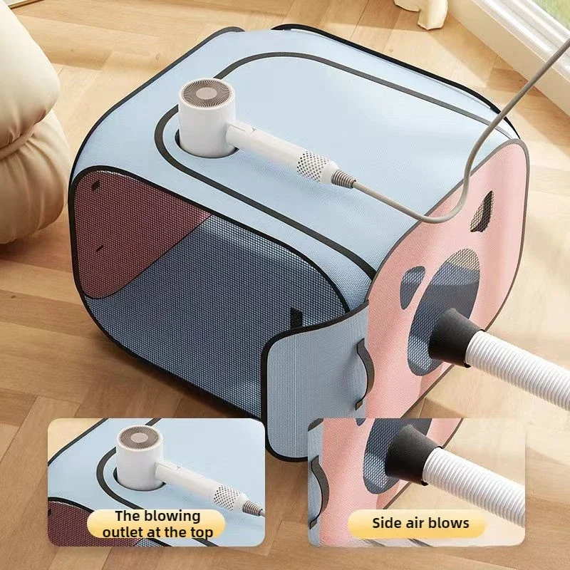 Pet Drying Box Cats Dryer Cage Pet Bathing Dog Grooming Collapsible Breathable and Bite-resistant Drying Box Cat Clean