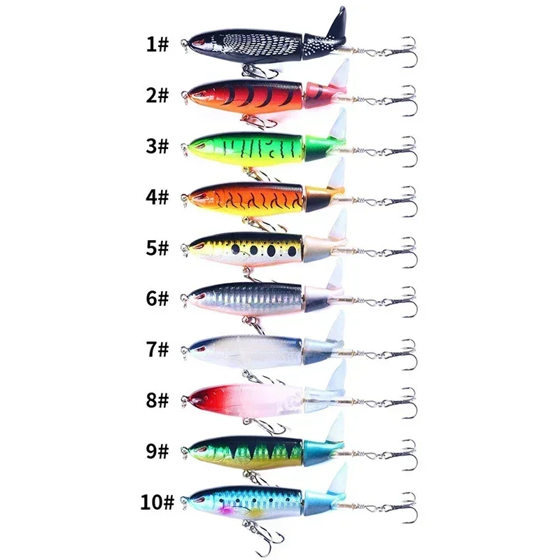 Popper Fishing Lure Set 11cm/14g Artificial Topwater Hard Bait Rotating Wobblers Tackle Fishing Bait Accessories 5/10Pcs Pesca