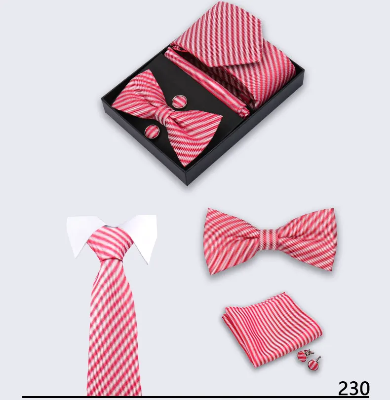 Herren-Krawattenset mit Box, Paisley-gestreifte Hochzeitskrawatte für Herren, Fliege, Einstecktuch, Manschettenknöpfe, Geschenkset, Business-Anzug-Accessoires – Detail 32