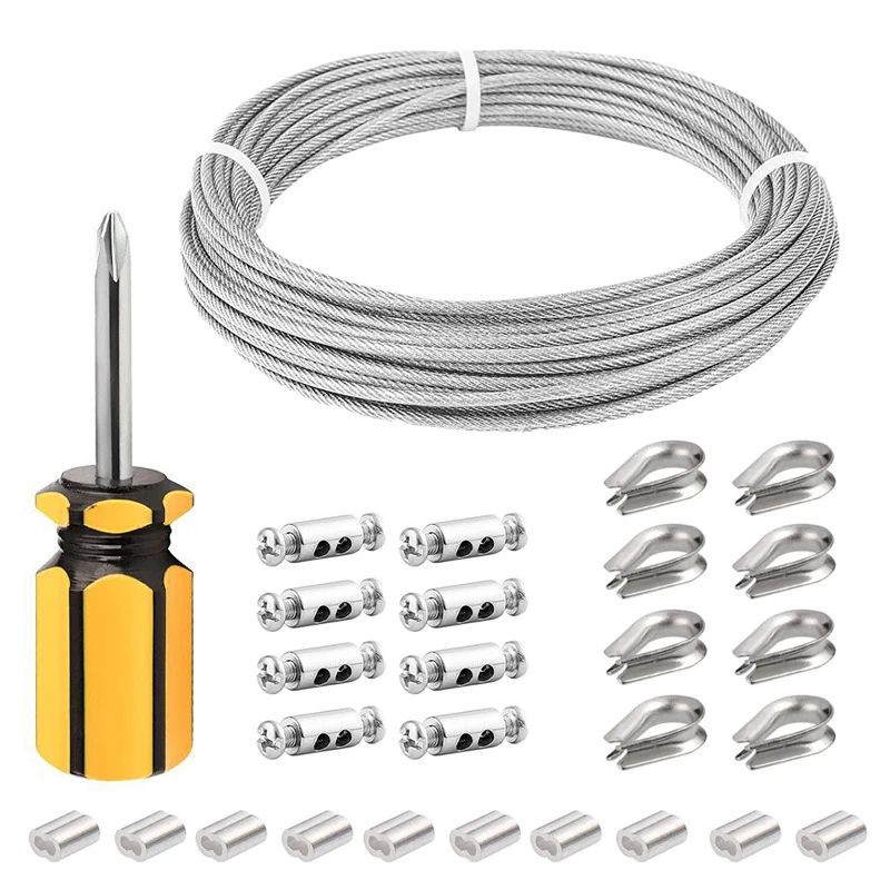 Garden Plant Support Cable Kit 6/10m/20m/30m 2mm Stainless Steel Wire Rope PVC Coated For Climbing Plants Garden Wire Balustrade metal balusters