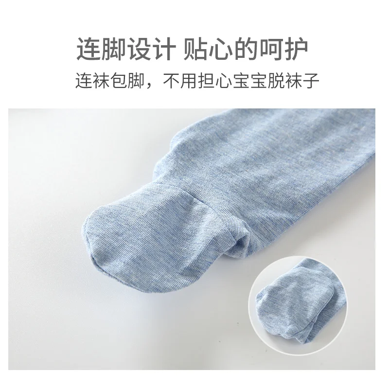 Summer Spring Newborn Baby Boys Girls Cotton High Waist Footed Pants Cansual Leggings with Feet Pyjama Trouser Panty hose 0-12m