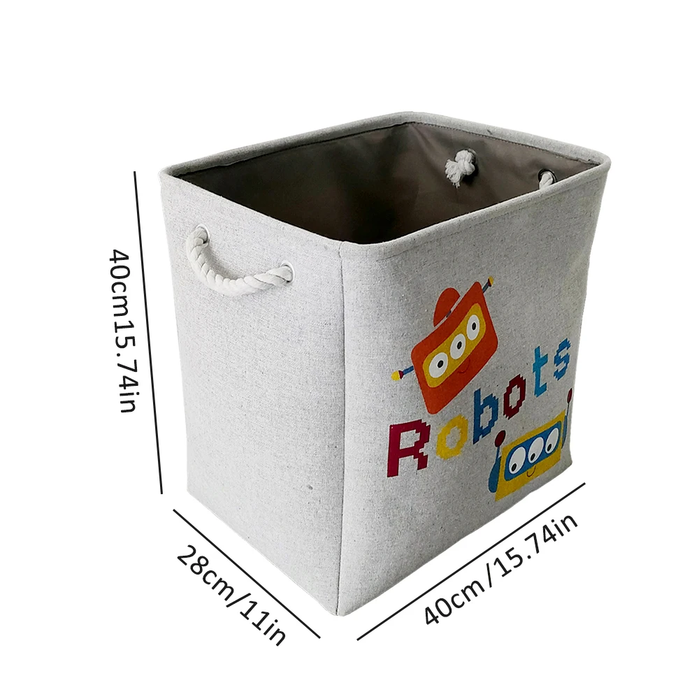 Large Storage Basket for Boys Toys Clothing Kids Laundry Hamper Fabric Cartoon Robot Organizer Bins for Bedroom Shelf Closet 6