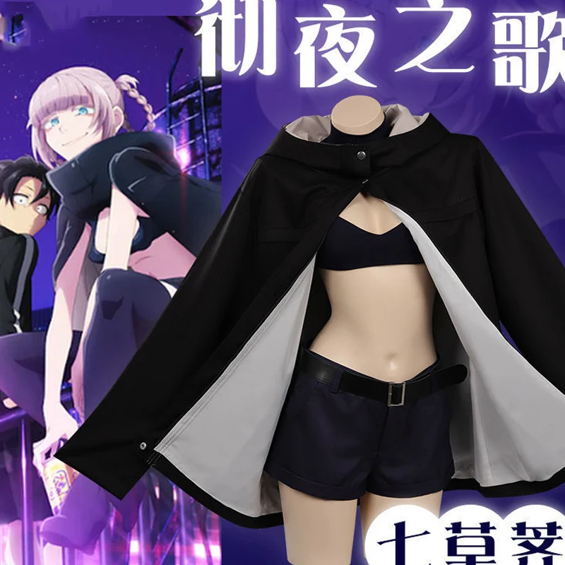 Anime Call Of The Night Nanakusa Nazuna Cosplay Costume Wig Black Cloak  Jacket Leather Vest Shorts Outfit Yofukashi No Uta Women - Cosplay Costumes  - AliExpress