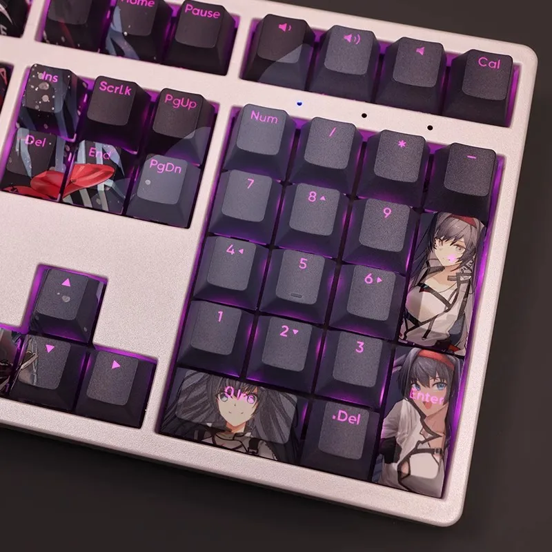 Arknights Chama Pbt Backlit Keycaps Anime Cartoon Gaming Key Caps para Ansi 61 87 104 108 Teclados mx Switch - Imagem 2