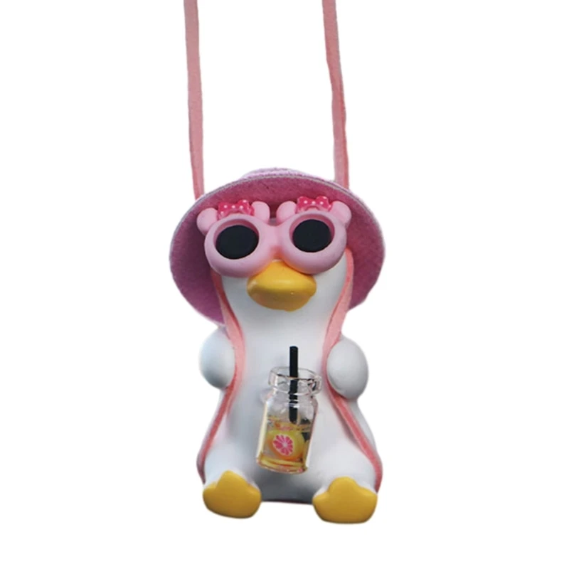 

Car Decorations Swing Duck Car Pendant Auto Rearview Mirror Hanging Ornament