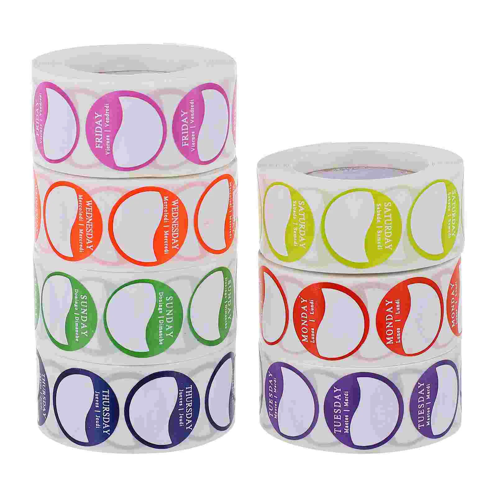 

7 Rolls Week Label Sticker Stickers Food and Restaurant Day Labels Envelope Paper