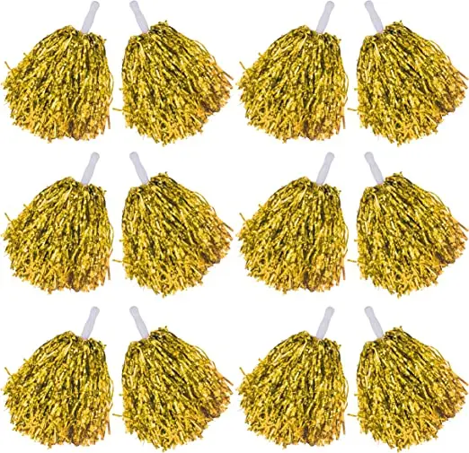 Gold Cheerleading Poms Sports Dance Cheer Plastic Pom for Sports Team Spirit Cheering