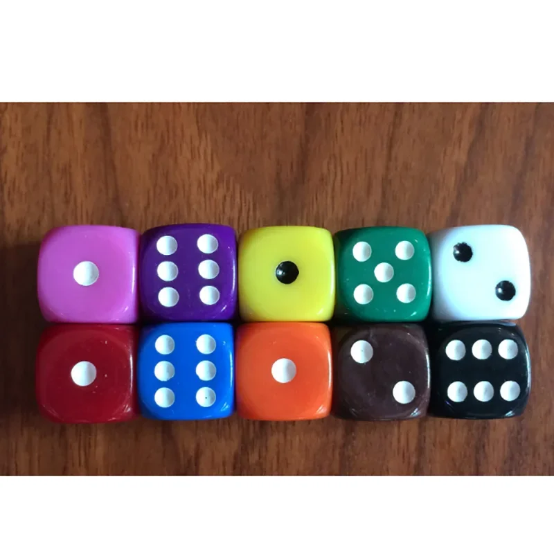 Acrylic dice 10PCS/Lot Dice 10 Colors Solid Acrylic 6 Sided Dice Club/Party/Family Games