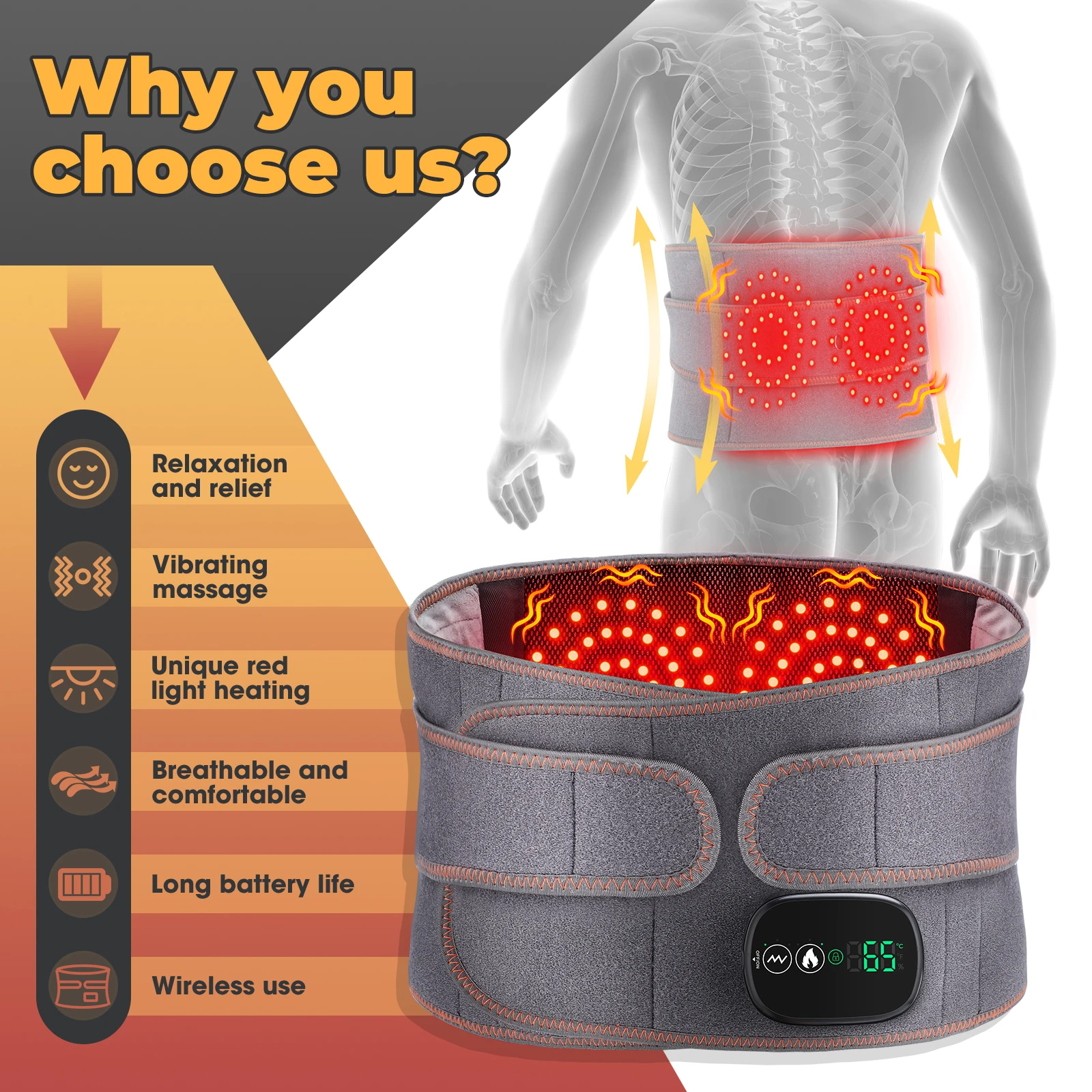 Description Picture 2 of itemElectric Cordless Heating Pad for Back Heated Waist Belt Wrap Household Sofa Thermal Sheet Winter Body Warmer Blankets for Cramp