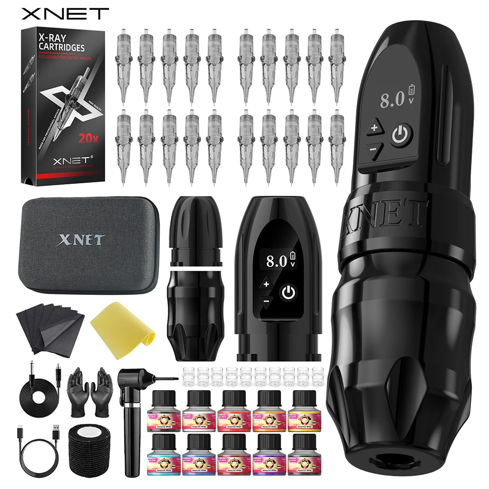 XNET Titan Wireless Tattoo Machine Kit with Ink Shaker Tattoo Beginner Power Supply Gun Kit For Artists tattoo kit