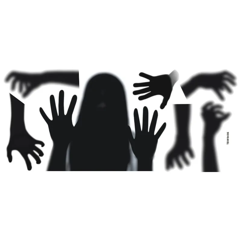 

Halloween Glass Window Beautification Sticker Pvc Self-Adhesive Ghost Hand Shadow Ghost Party Horror Wall Car Window Decoration