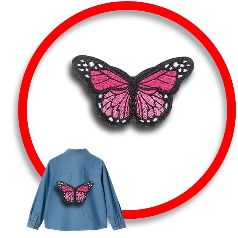 

1Pcs Patch Stickers Iron On Patches for Clothing Sewing Butterfly Flower Embroidery Fusible Applique Badge Bag Decoration Stripe