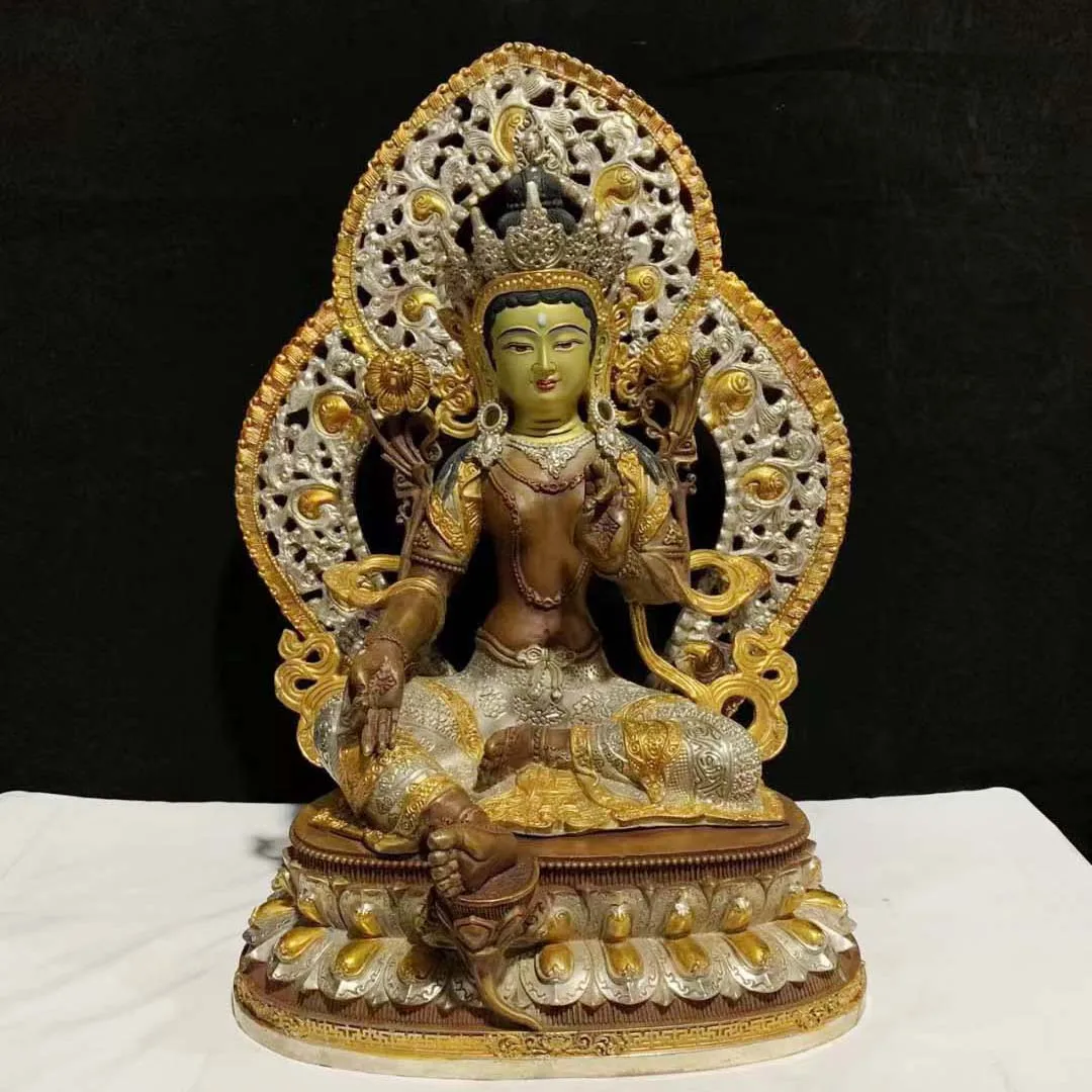 

Wholesale Buddha statue # 48CM large gilding COPPER Green Tara GUAN YIN buddha Tibet temple family Altar efficacious Protection