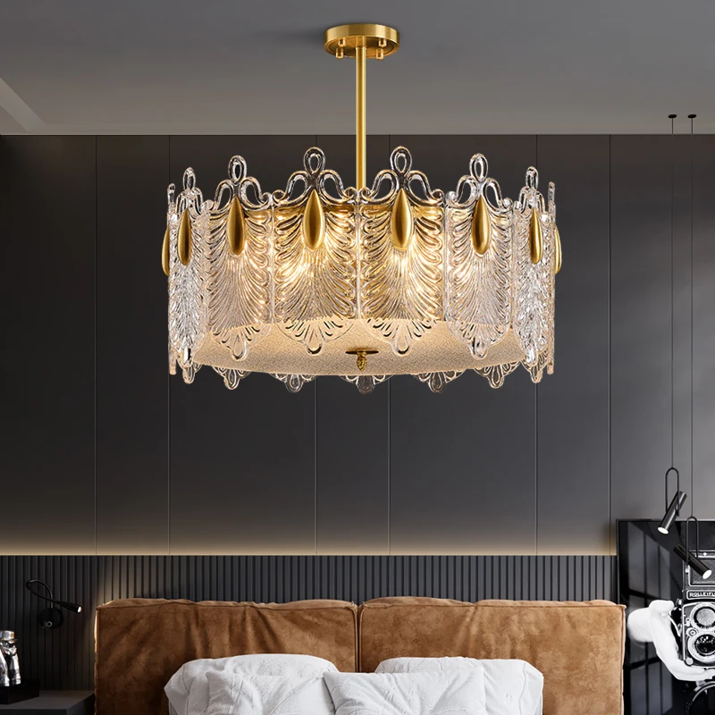 

Роскошный медный светильник для гостиной, классическая лампа для спальни, кабинета, столовой, креативная художественная Ретро вилла, постмодернистская корона, люстра