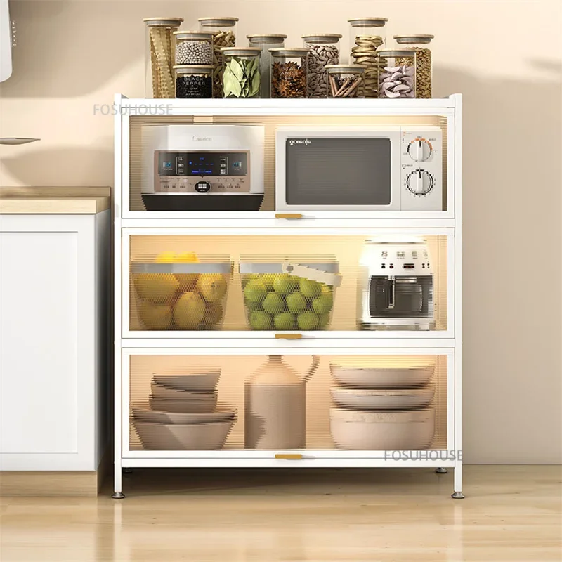 Kitchen Sideboard Floor-standing Multi-layer Dust-proof Kitchen Cabinets Microwave Oven Shelf Multi-functional Storage Cabinet Z