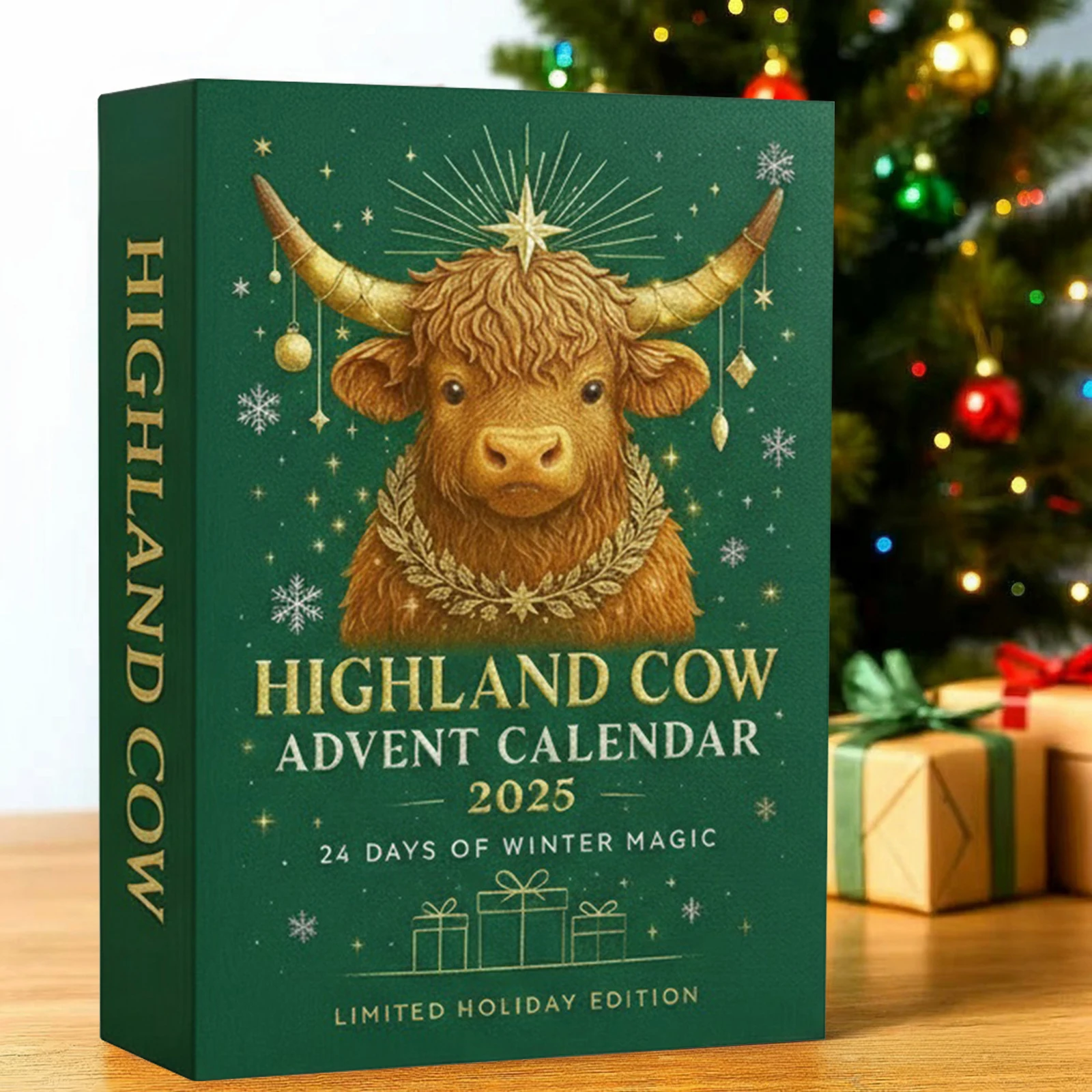 Calendrier De L'Avent Vache Highland – 24 Mini Vaches Décoratives En Caoutchouc Pour Compter Les Jours Jusqu'à Noël