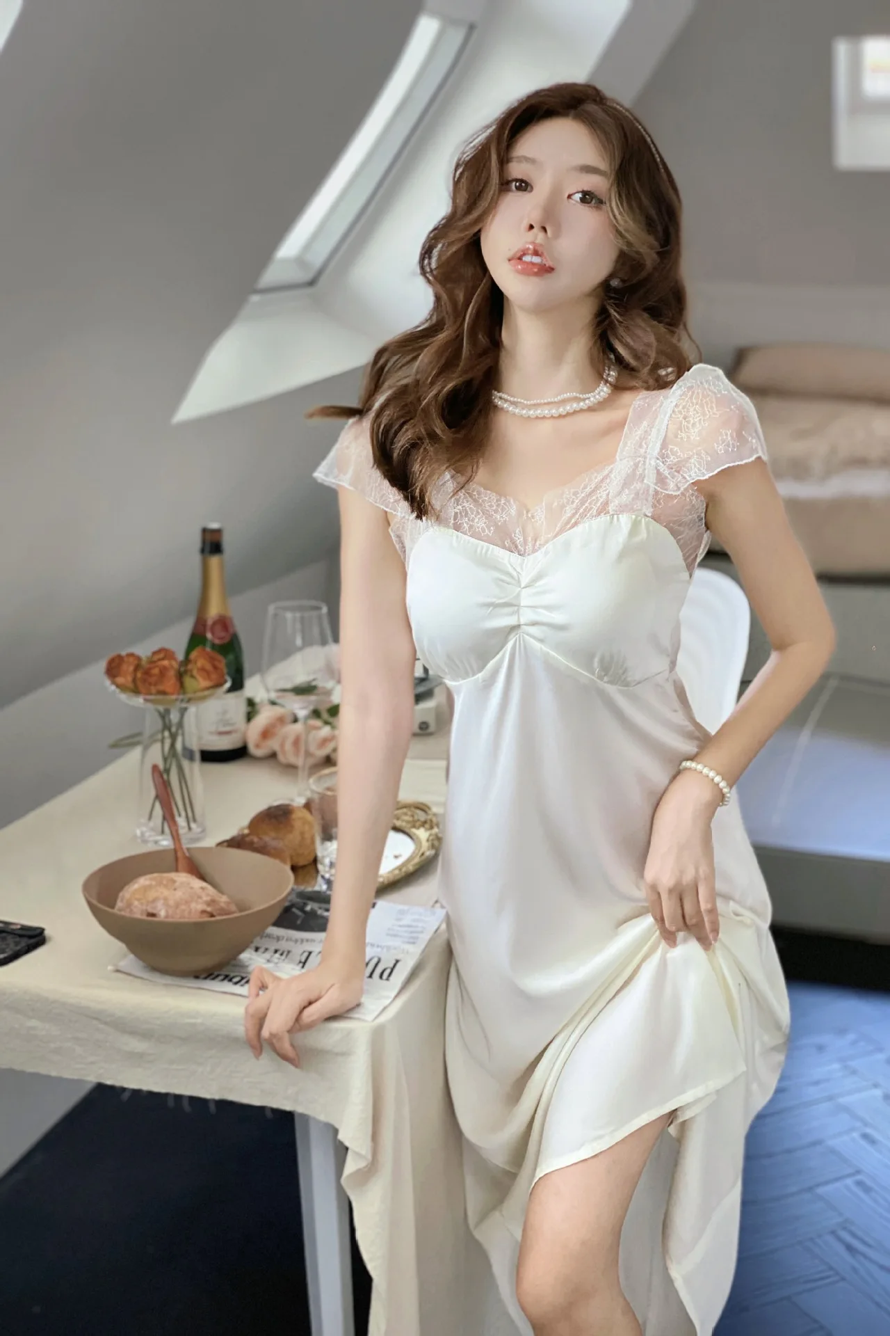 

New Fashion Ladies Pajamas Lace Elegant Nightdress Style Homewear sleepwear women женское платье кружевное
