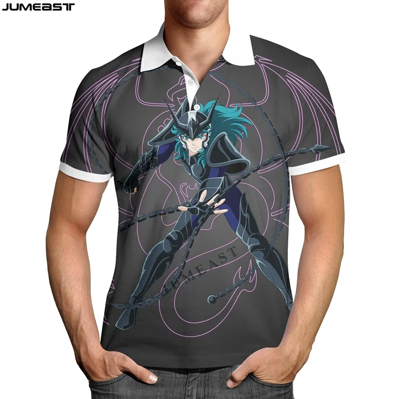 

Jumeast Y2k Men Women 3D Printed Sweatshirt Cartoon Anime Saint Seiya Polo T Shirt Hip Hop Sport Pullover Tops Tees