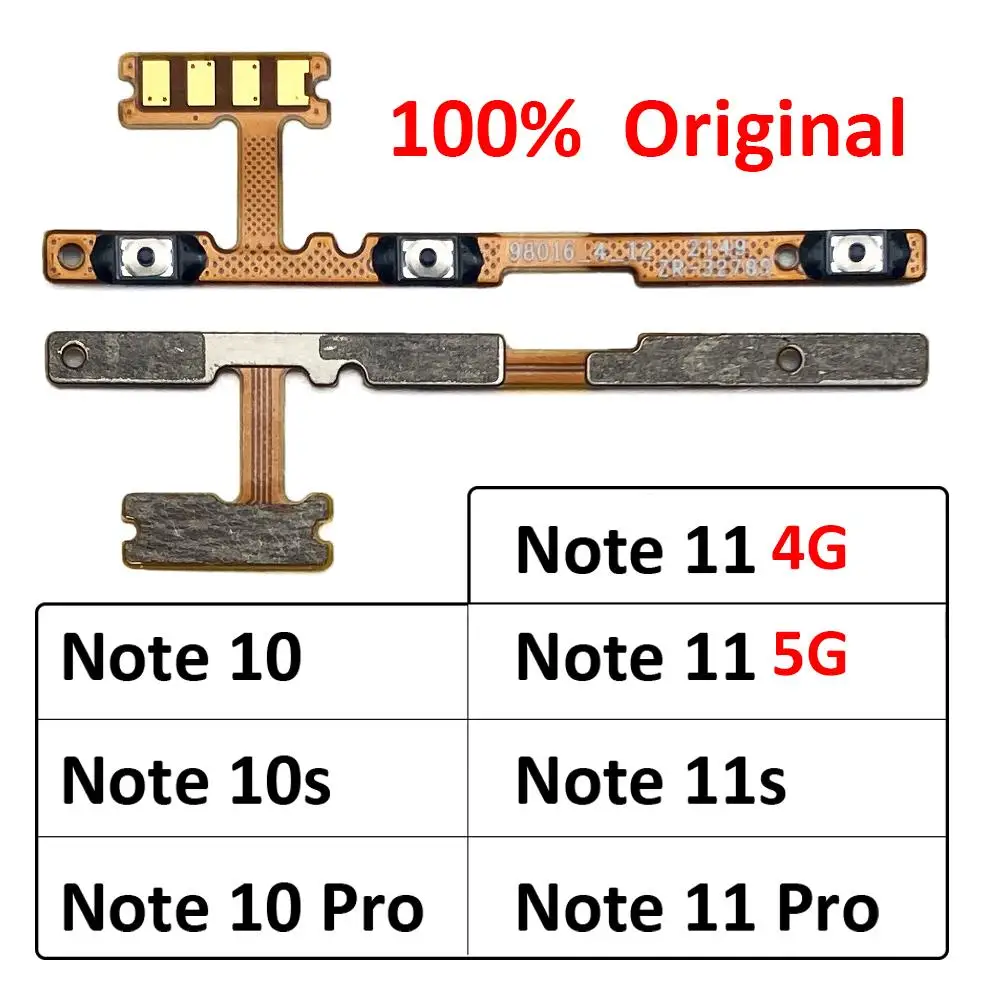 

20 шт. оригинал для Xiaomi Redmi Note 10 10s 11 11s Pro 4G 5G кнопка включения/выключения питания Кнопка регулировки громкости гибкий кабель