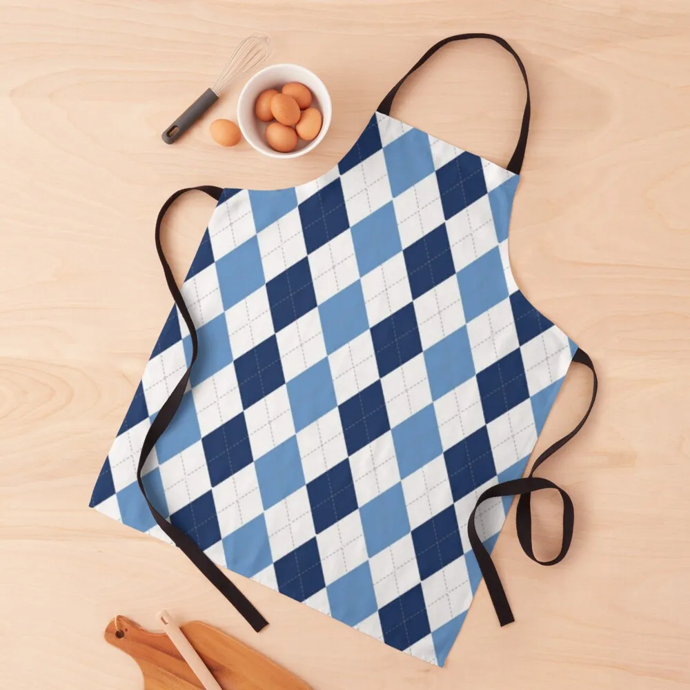

Navy/Carolina Argyle Apron Restaurant For Kitchen Women Apron