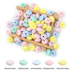 Silicone Lentil Beads 12mm Abacus Loose Beads for DIY Jewelry and Crafting (MIX H)